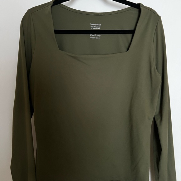 Trendy Queen Square Neck Long Sleeve Top Bundle Blue, Olive, Pink, Gray XL - Picture 2 of 9